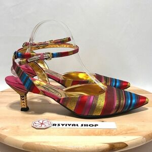 J.Renee Womens Dyvine Multicolor Pointed Toe Ankle Strap Kitten Party Heels - 9M